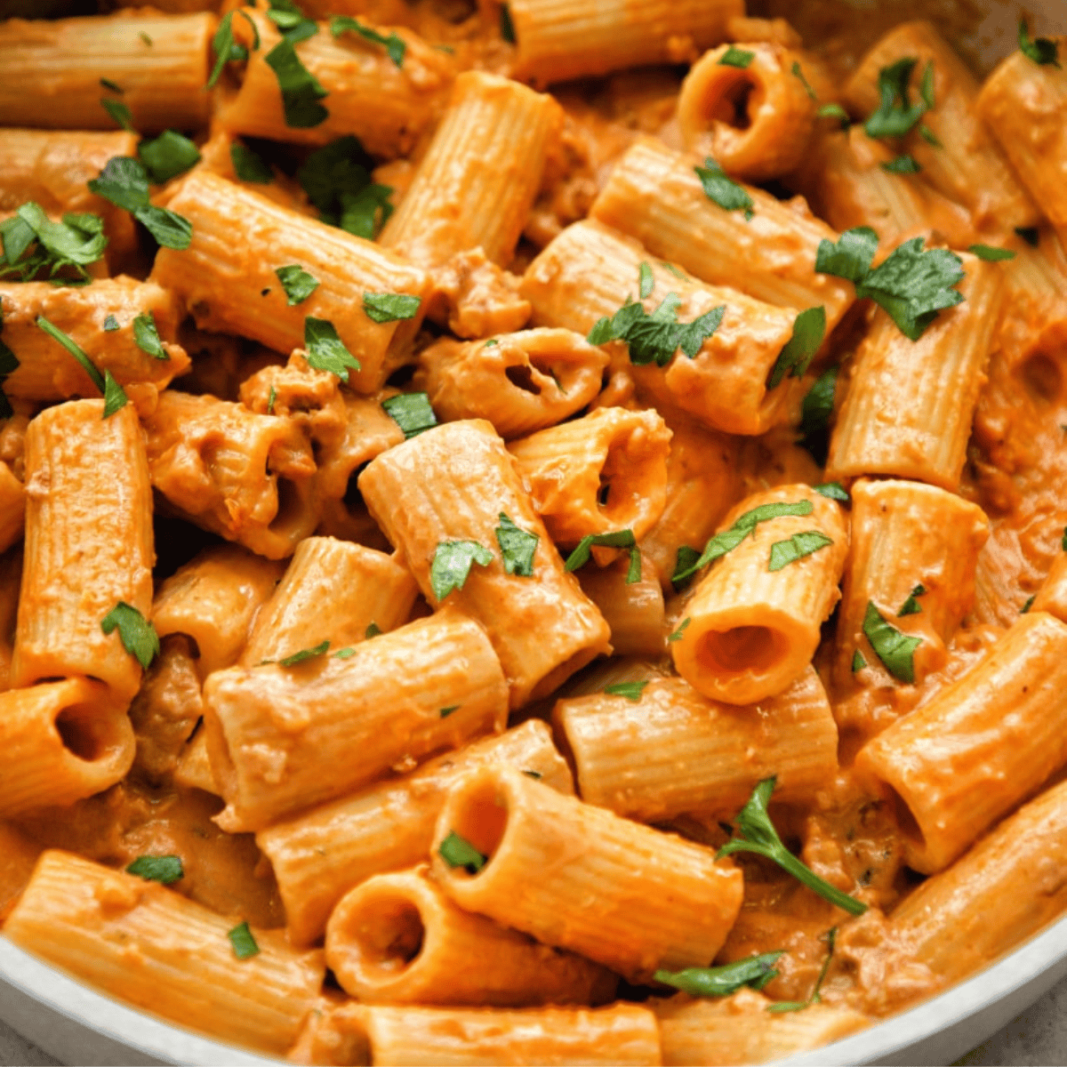 Creamy Vegan Sausage Rigatoni - Plantifully Based