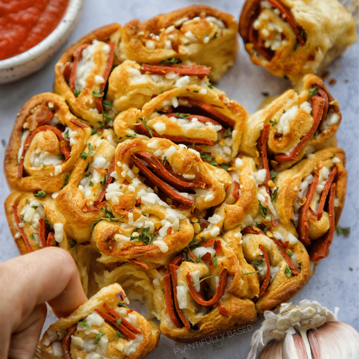 Pinwheel Pull Apart Bread - Plantifully Based