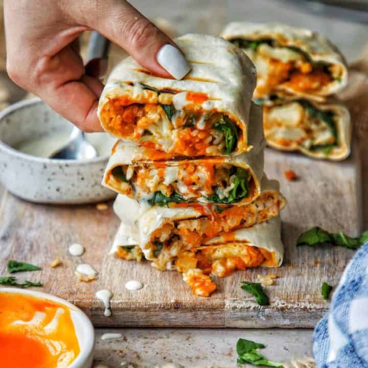 Buffalo Cauliflower Wraps - Plantifully Based