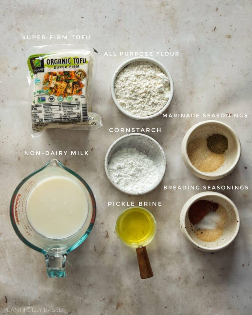 ingredients for air fried vegan chick'n tenders