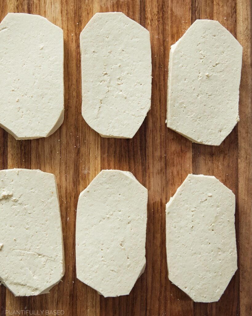 tofu cut for air fried vegan chick'n tenders