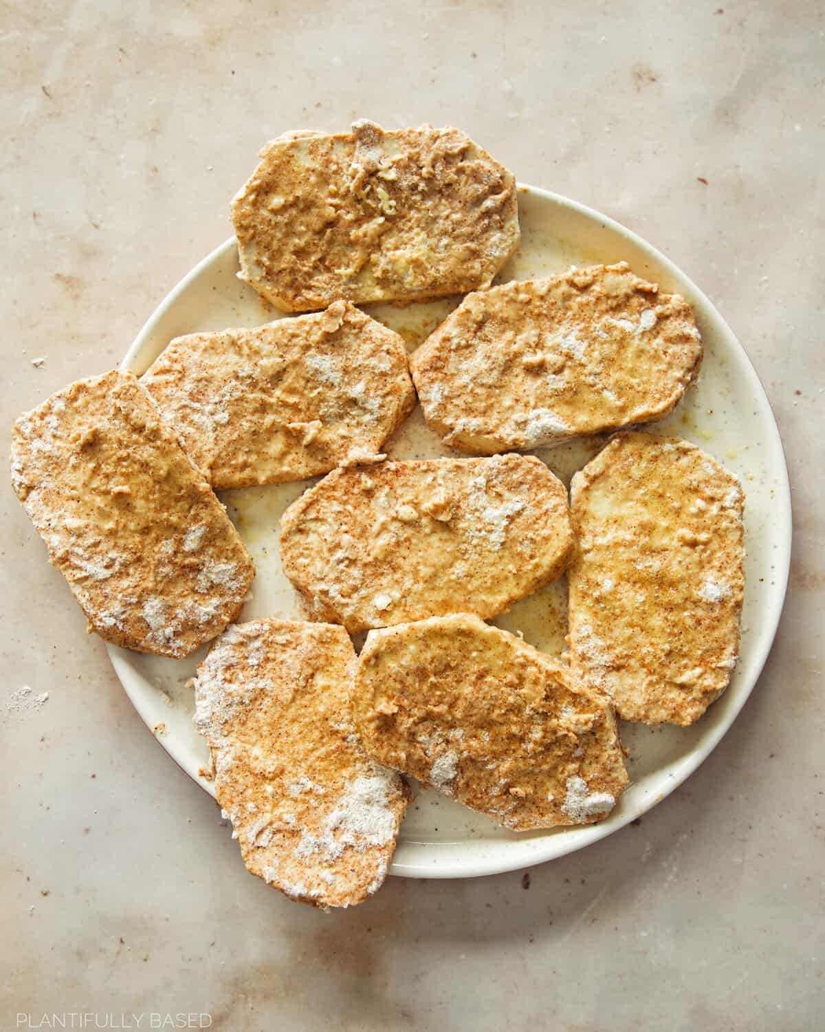 tofu breaded for air fried vegan chick'n tenders