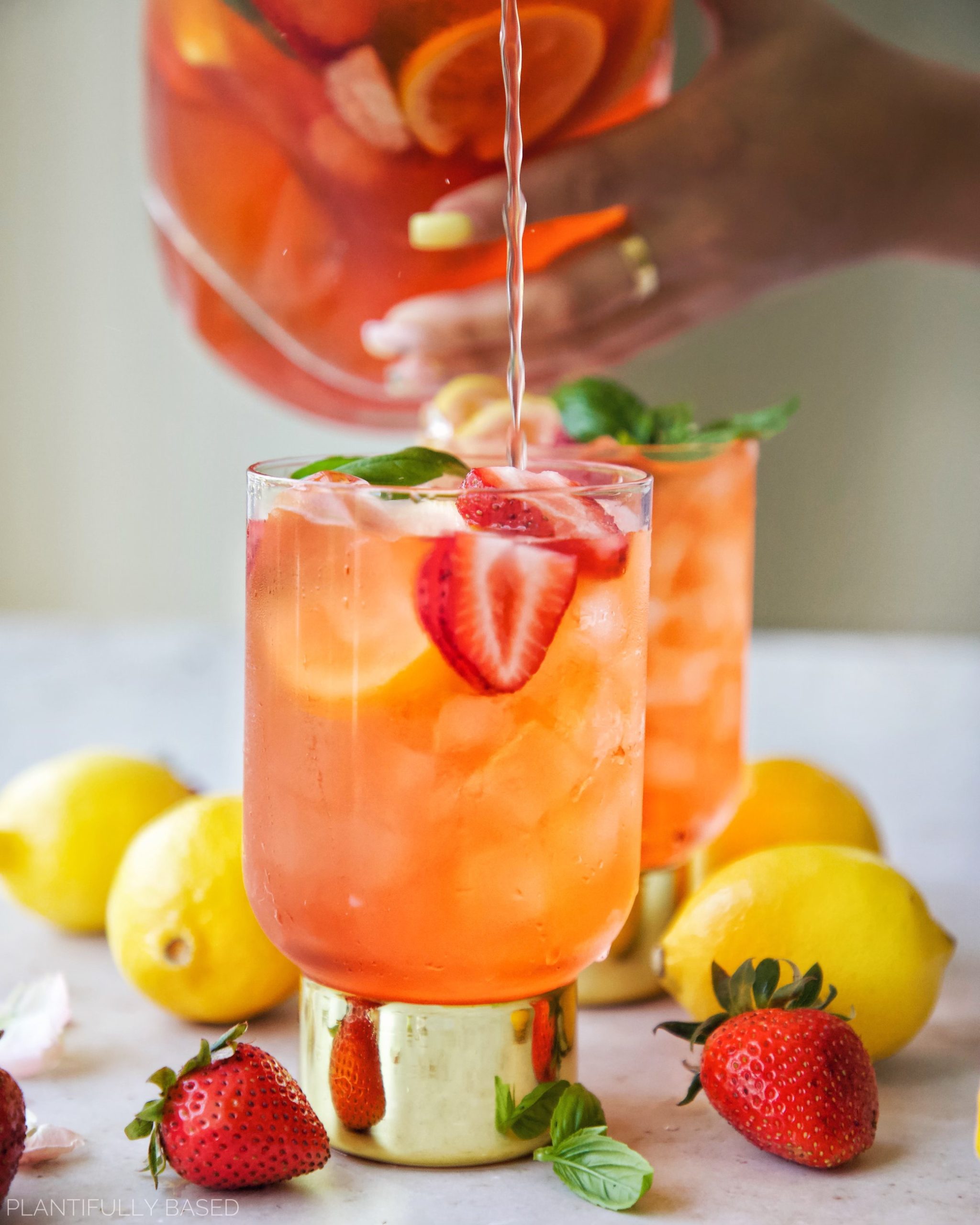 Easy Basil Strawberry Lemonade - Plantifully Based