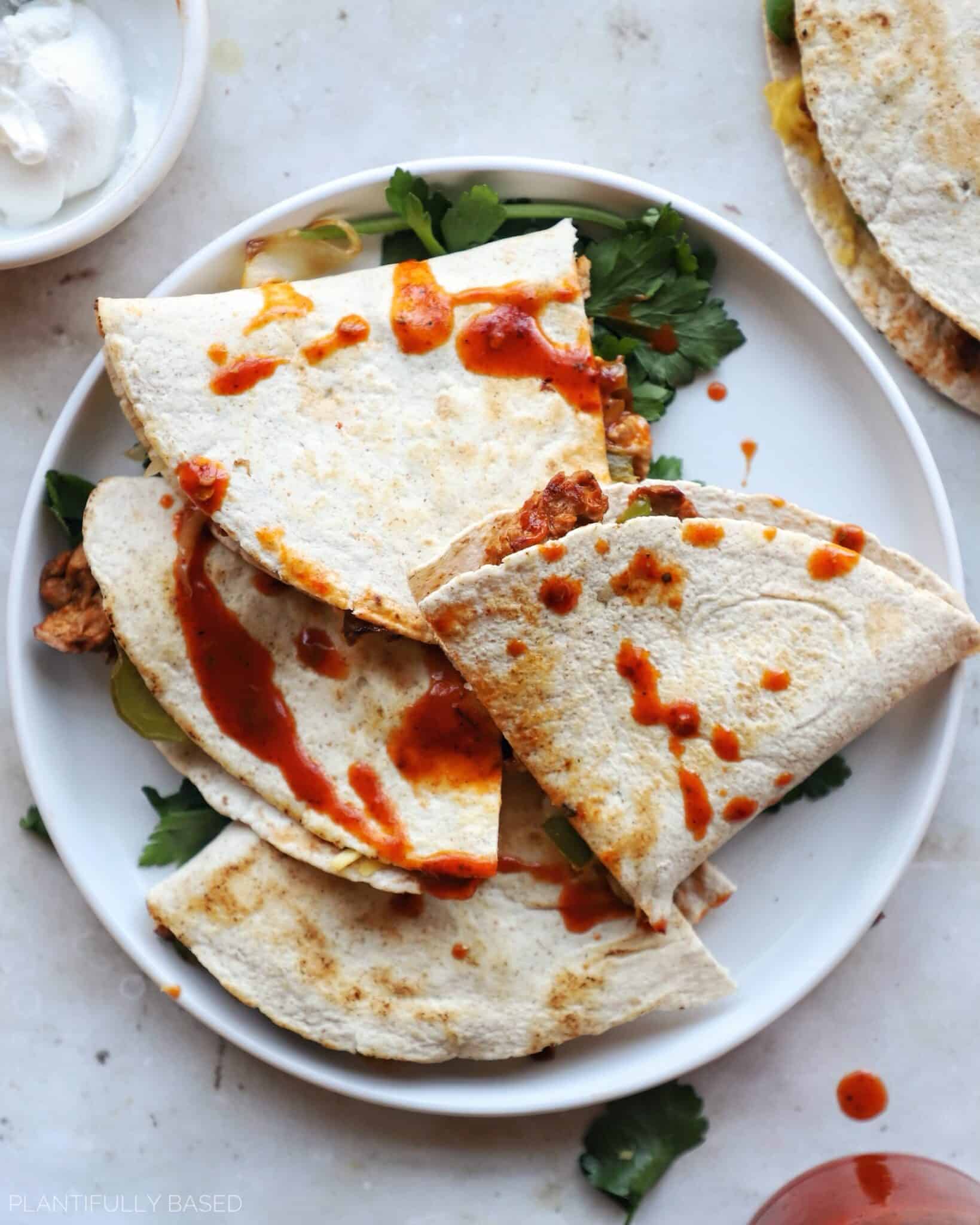 Vegan Philly Cheesesteak Quesadilla with Copycat Chipotle Vinaigrette ...