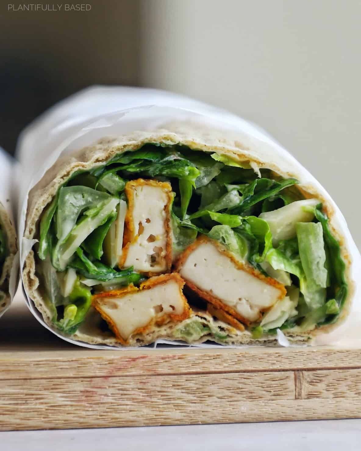 Vegan Chicken Caesar Wrap - Plantifully Based