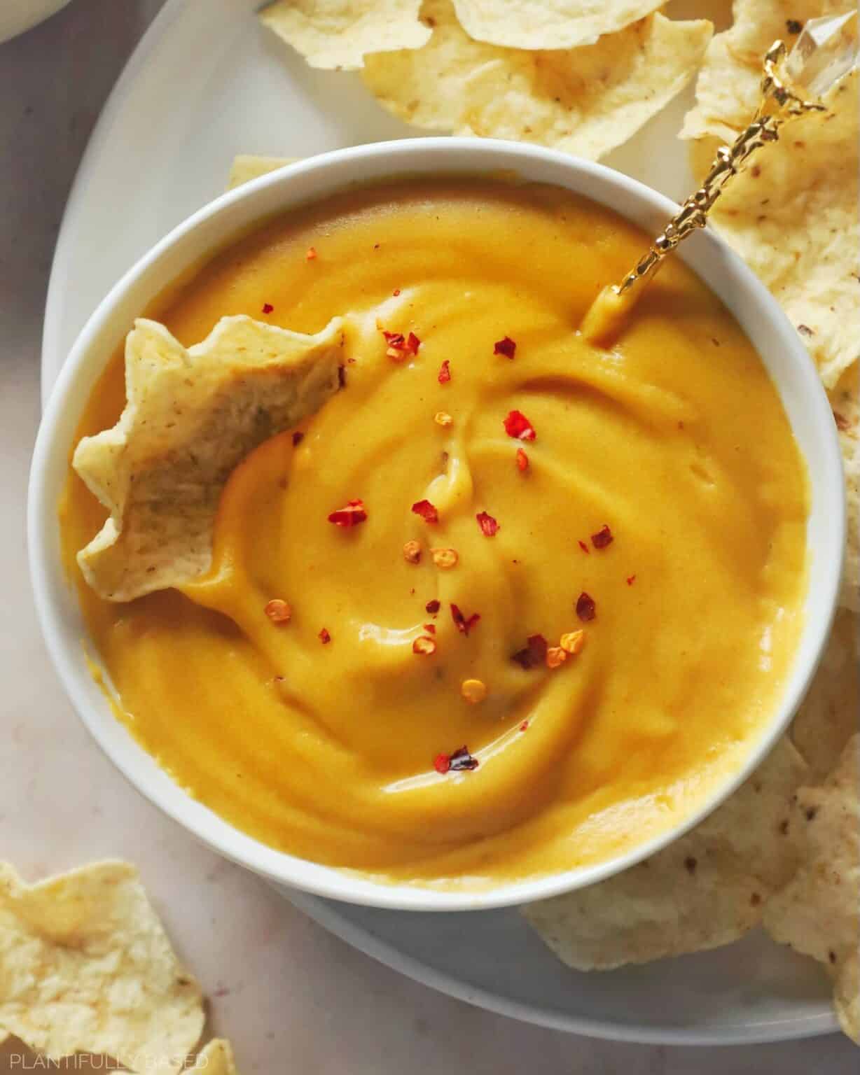 Vegan Nacho Cheese (No Nuts!) - Plantifully Based