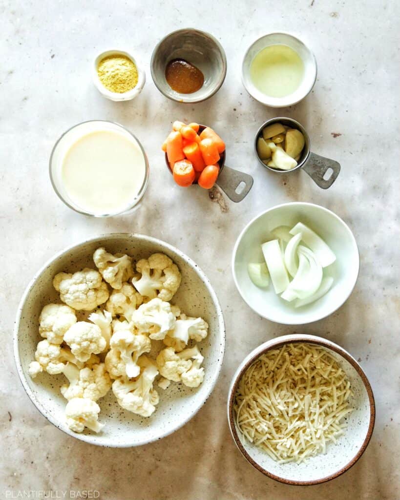 image of cheesy cauliflower soup ingredients
