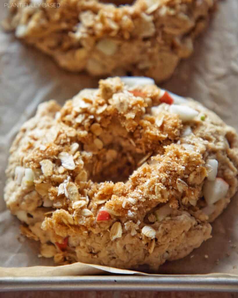 image of pre-baked bagels formed with crisp topping