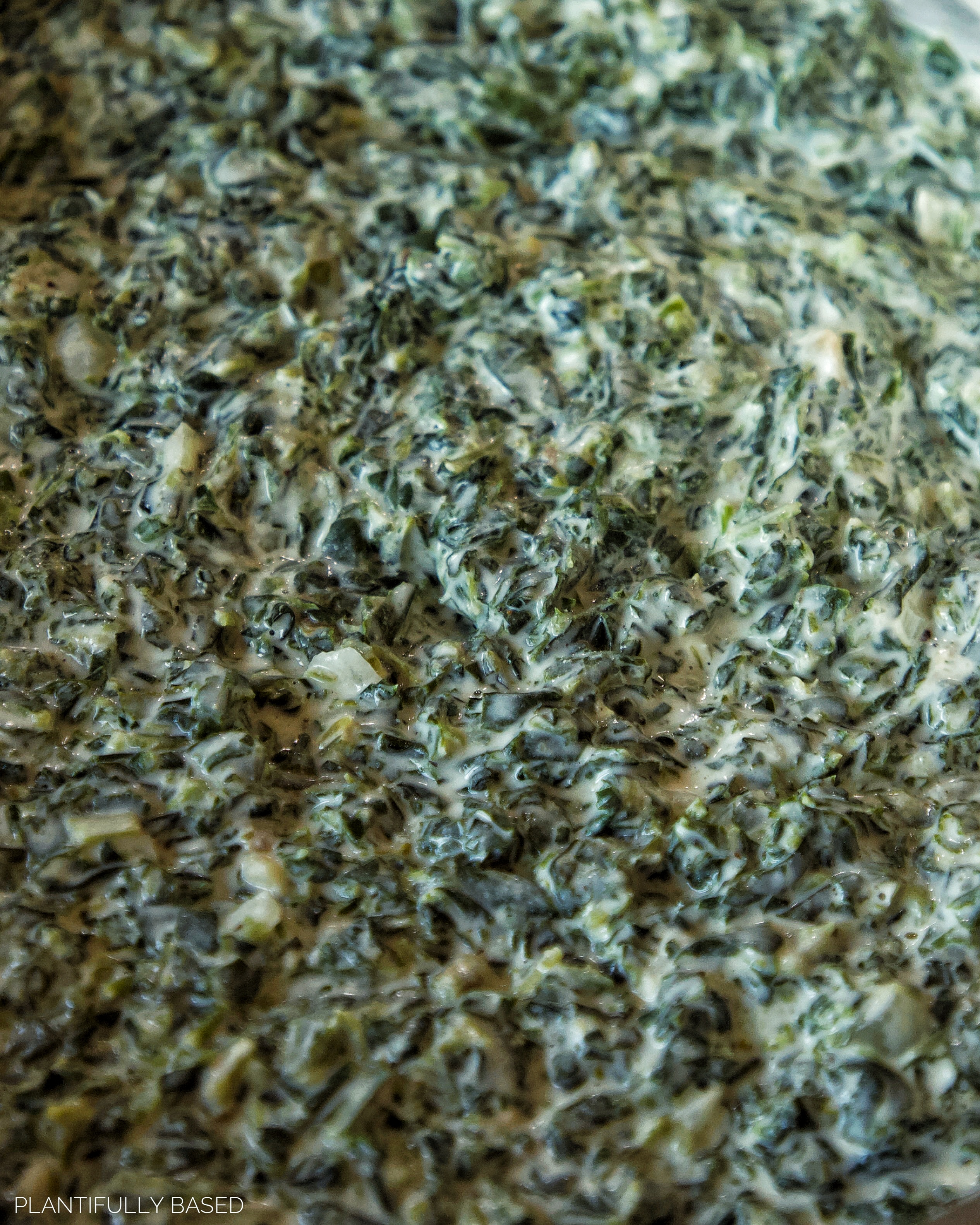 close up of vegan creamed spinach