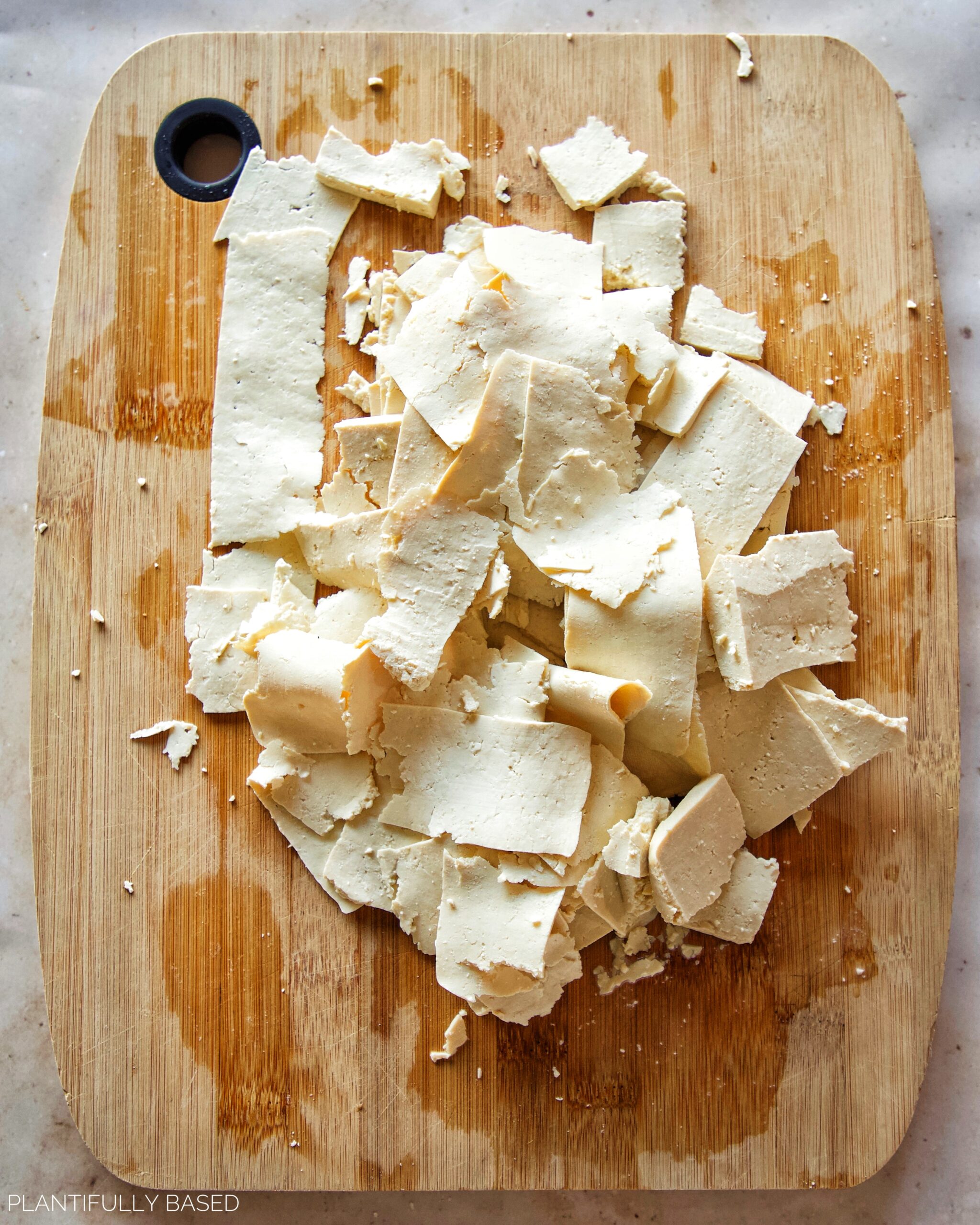 tofu peeled into thin pieces
