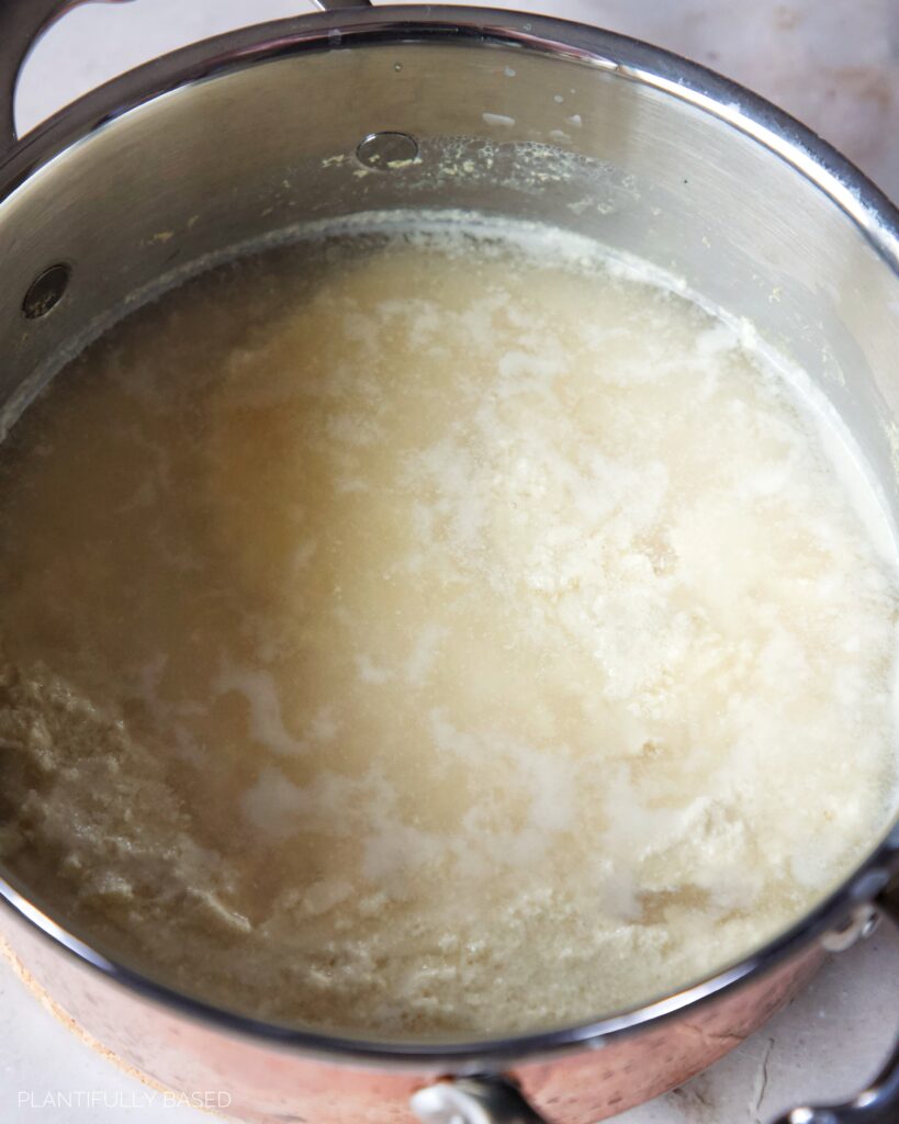 image of vegan curds and whey in pot