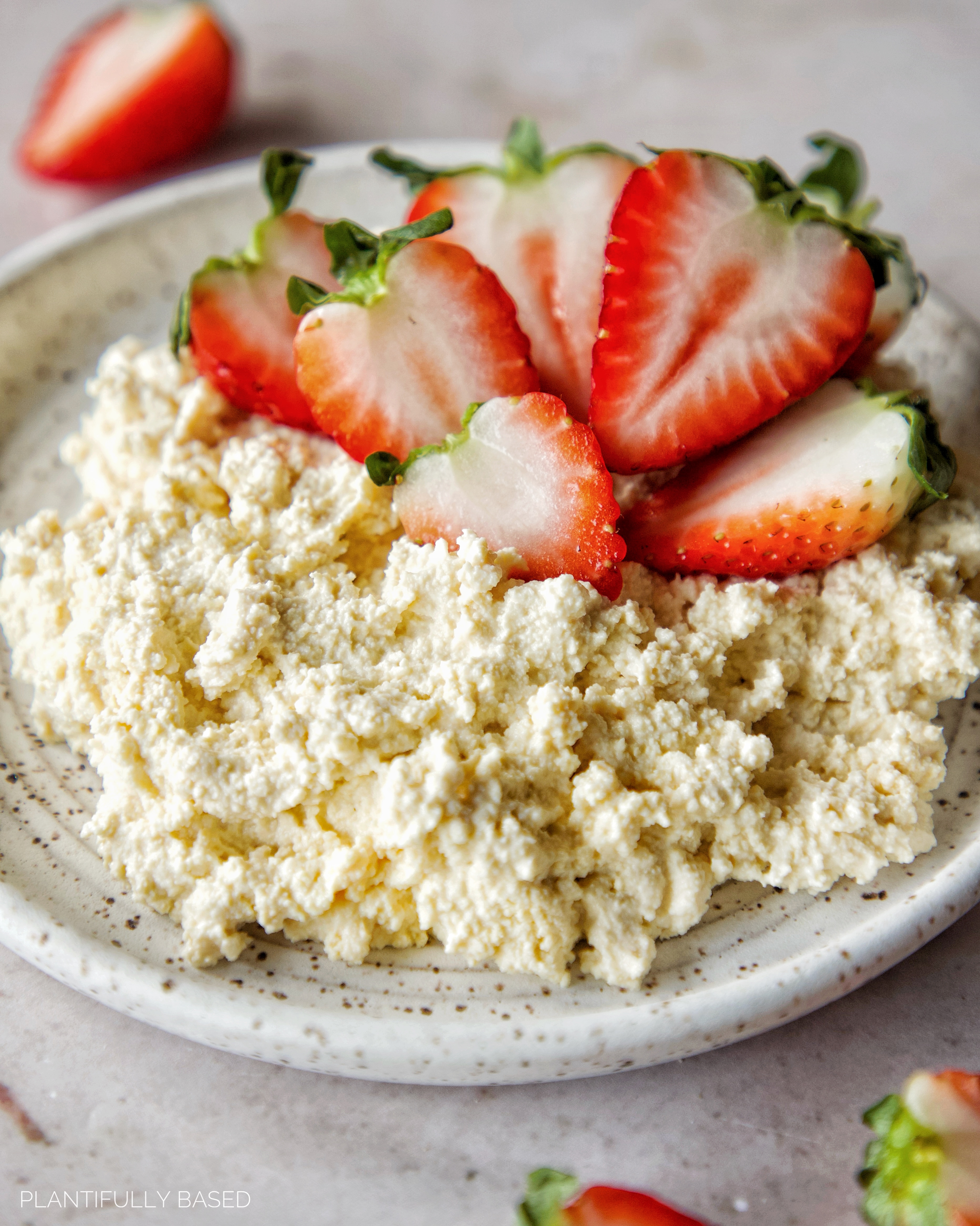 vegan cottage cheese with strawberries