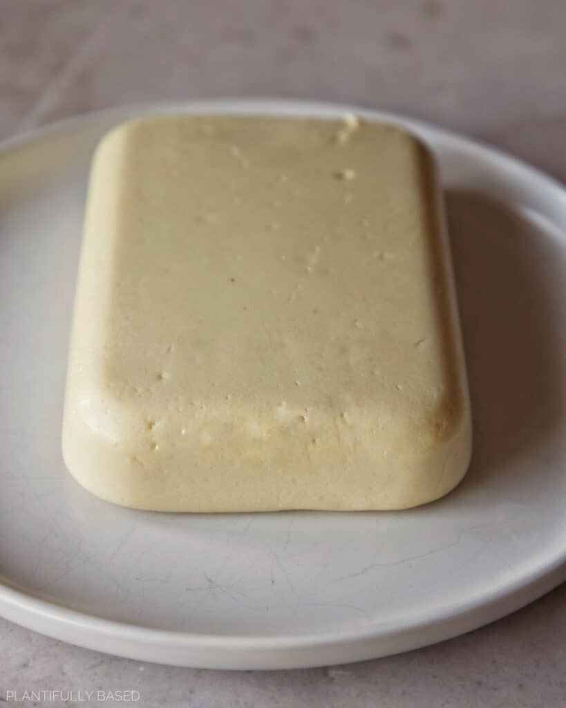 picture of vegan cashew mozzarella in block