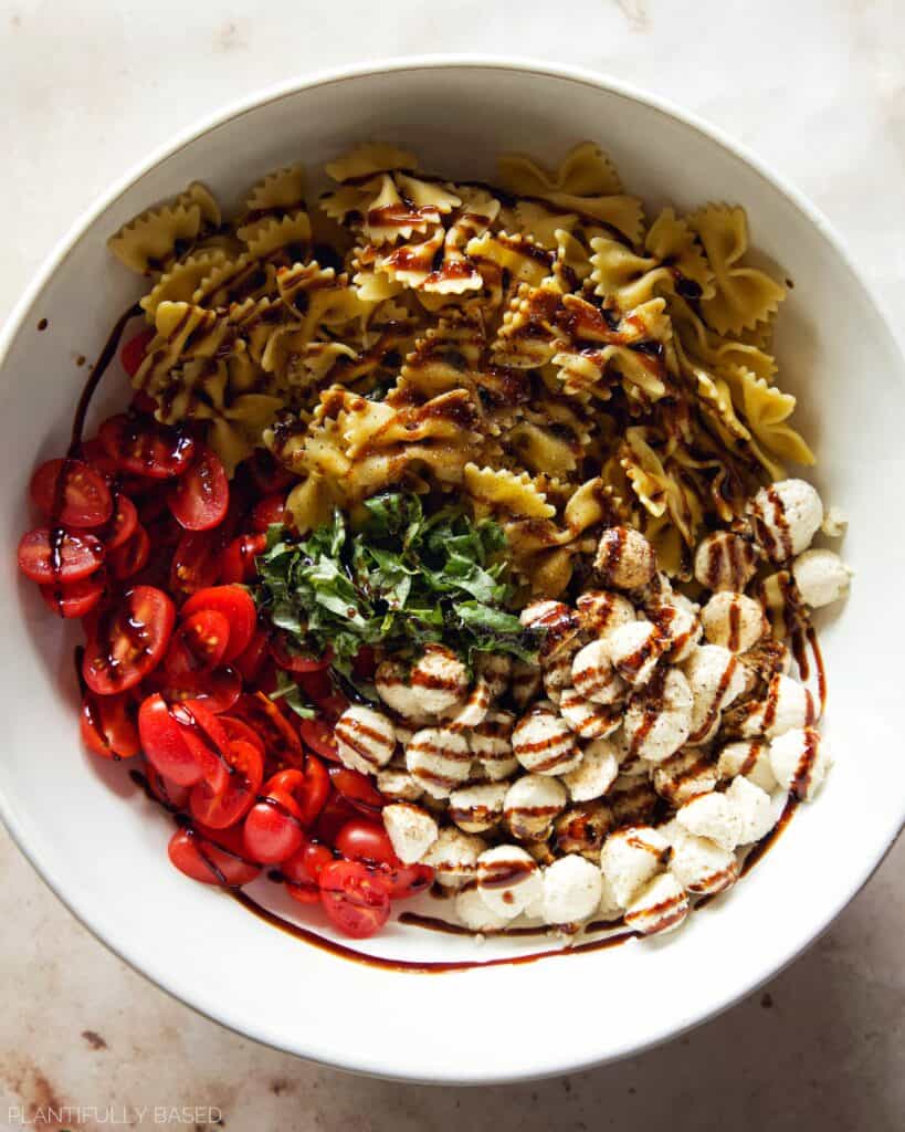 image of caprese pasta salad