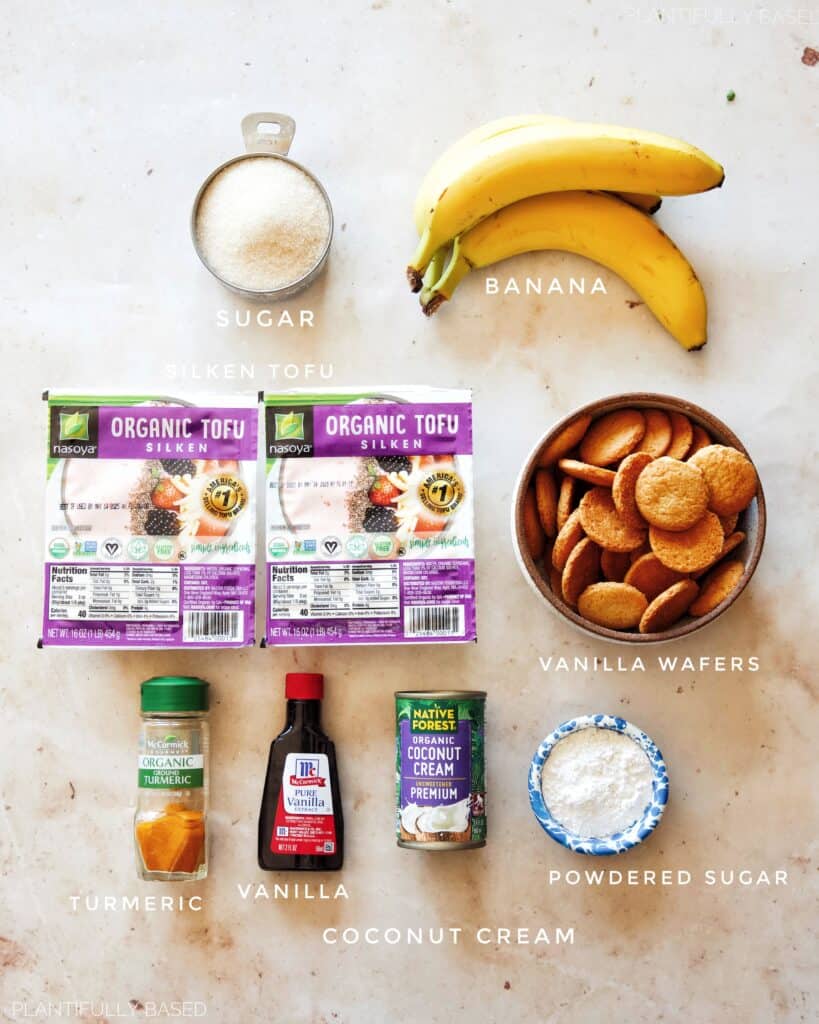 image of vegan banana pudding ingredients