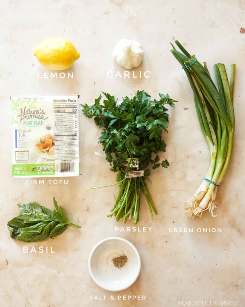 ingredients for vegan green goddess dressing