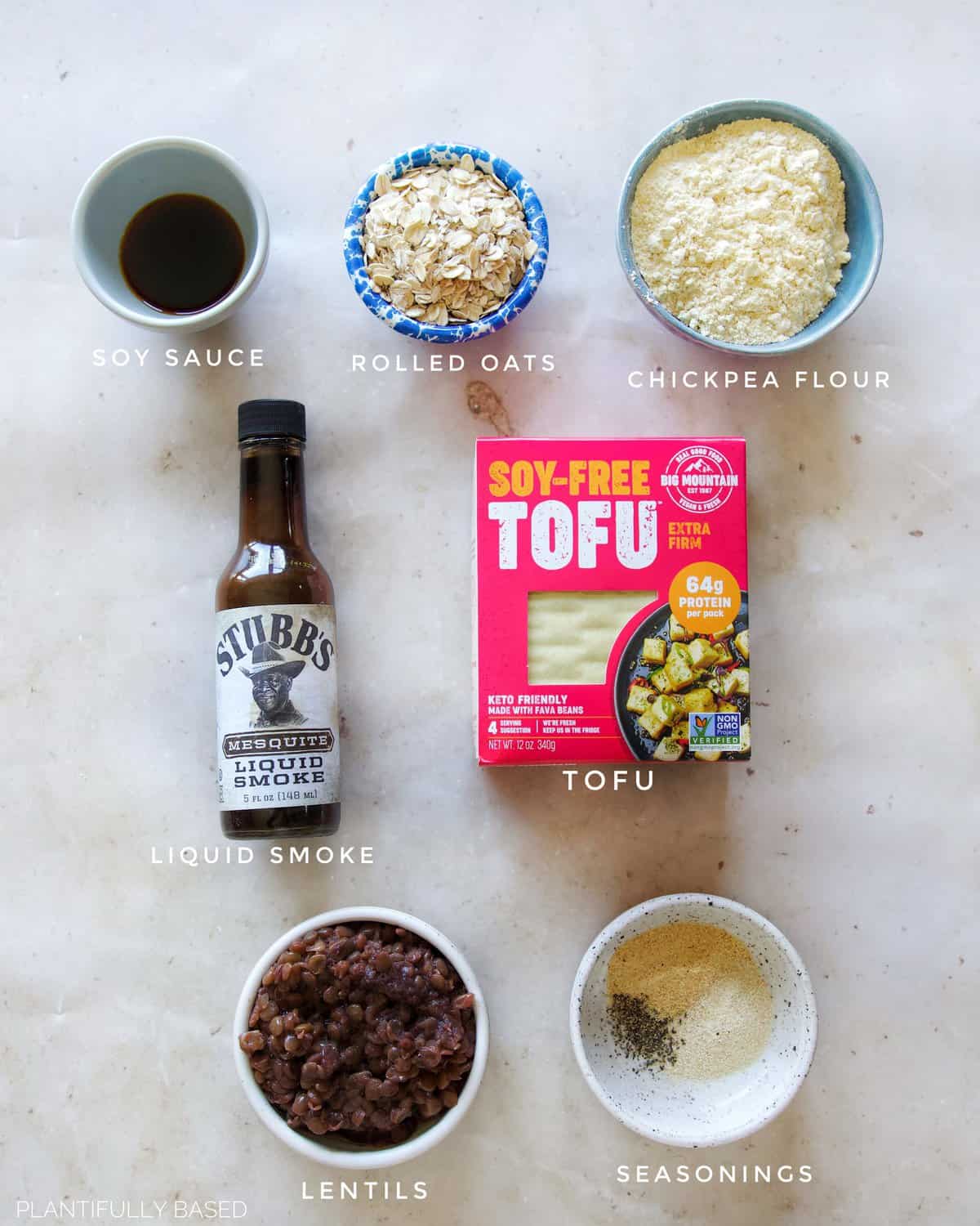 ingredients for tofu burger