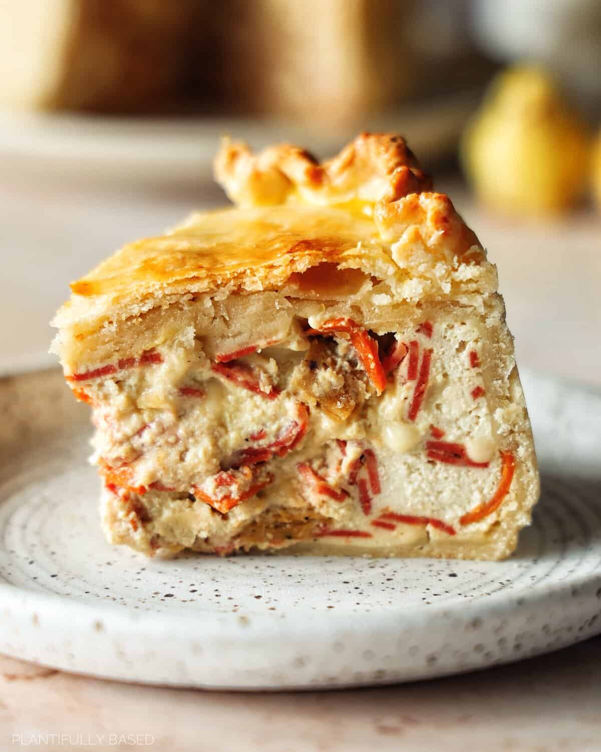 slice of vegan pizza rustica