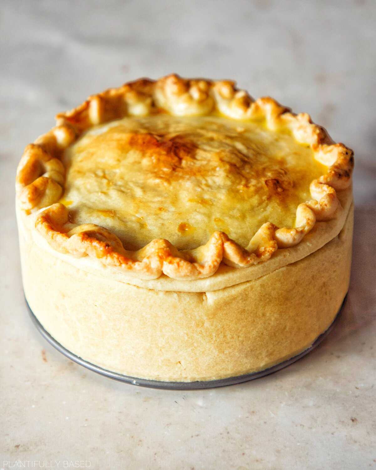 image of baked vegan pizza rustica