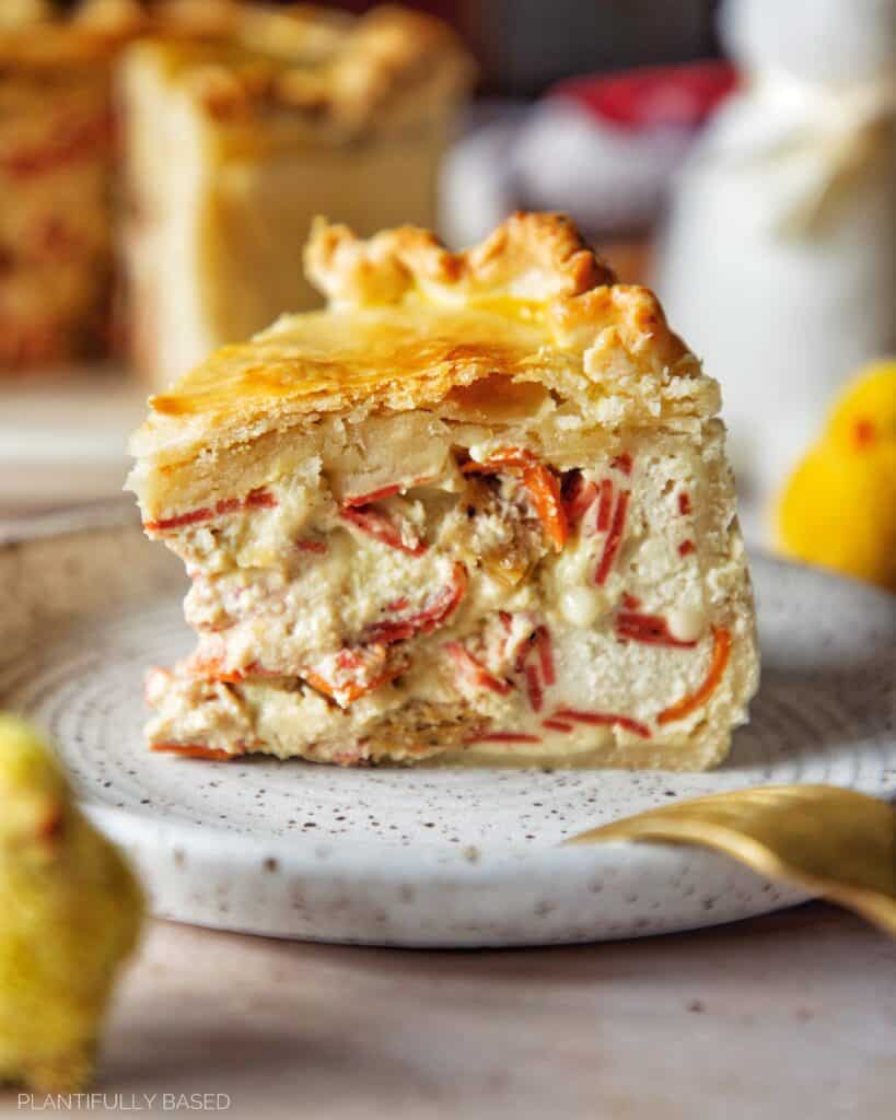 image of a piece of vegan pizza rustica