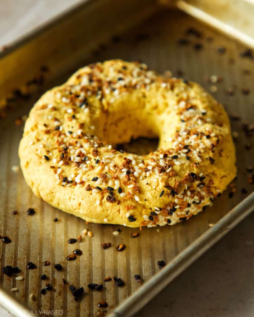 high protein gluten free bagel after baking