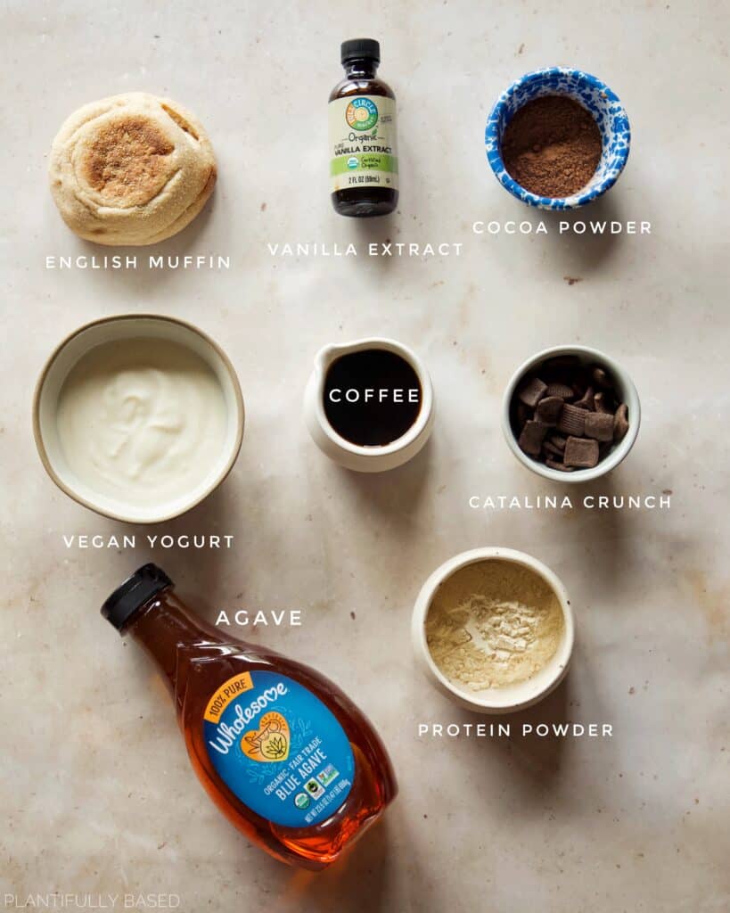 ingredients for high protein breakfast tiramisu
