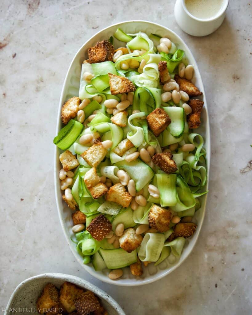 Shaved Zucchini Caesar Salad (Vegan)