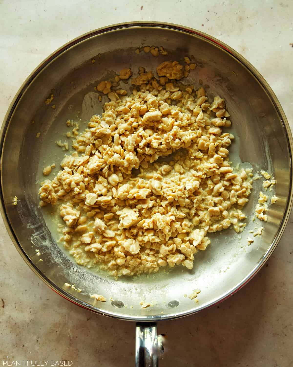 grated tempeh after boiling