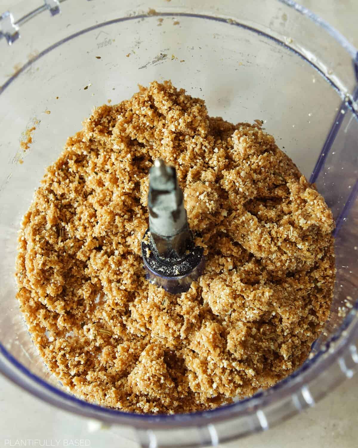 vegan sausage mixture ground up