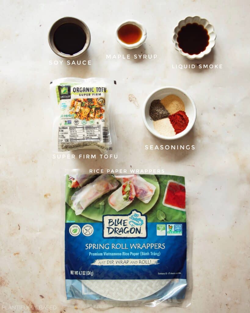 ingredients for Crispy & Meaty Tofu Bacon (Vegan)