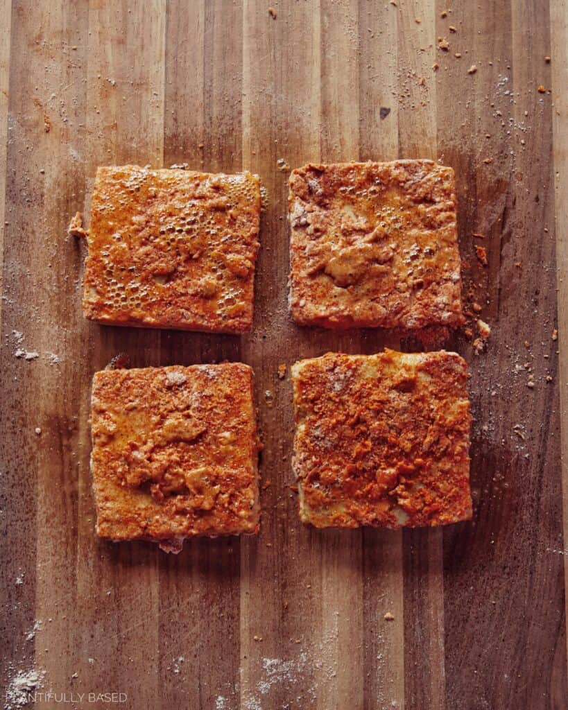 air fried vegan "chicken" before being air fried