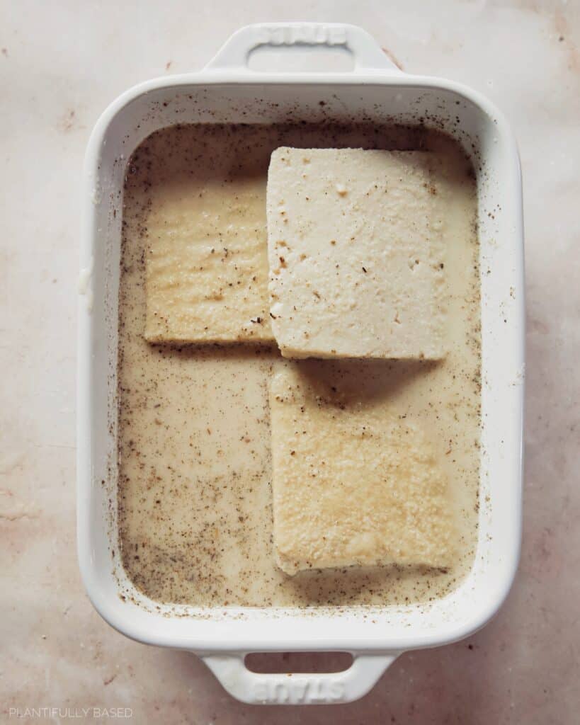 marinating the tofu