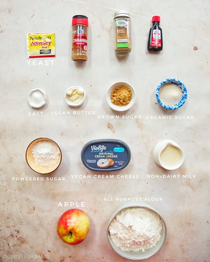 ingredients for Apple Pie Cinnamon Rolls (Vegan)