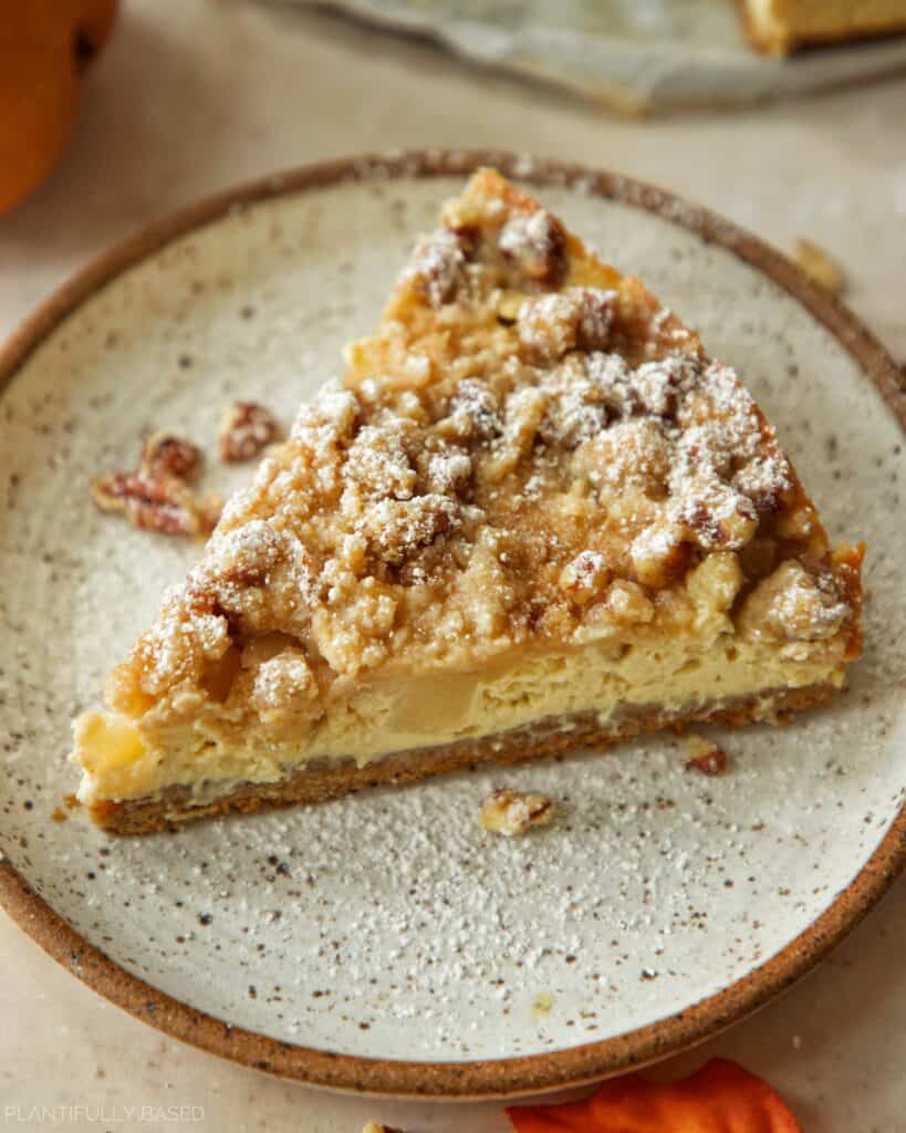 Vegan Pear Pecan Crumble Cheesecake