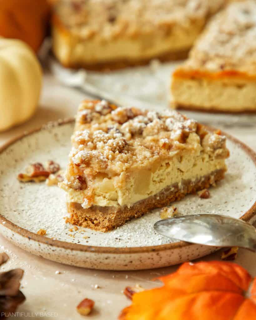 Vegan Pear Pecan Crumble Cheesecake
