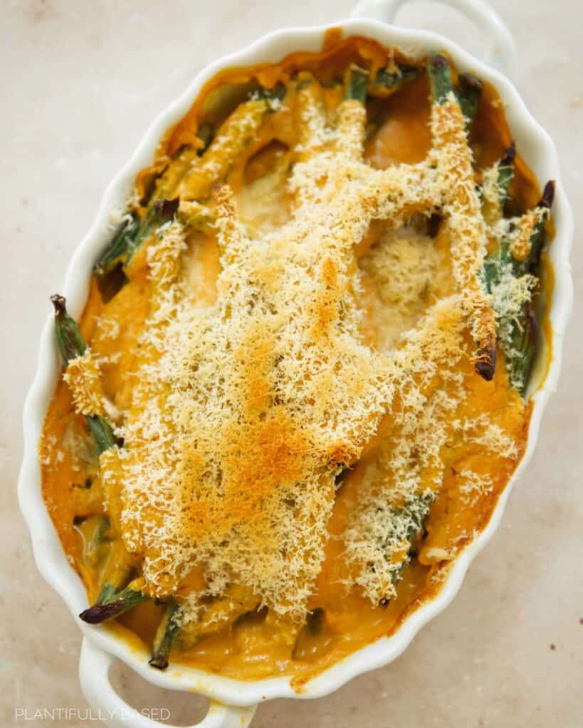 Cheesy Green Bean Bake (Dairy Free)
