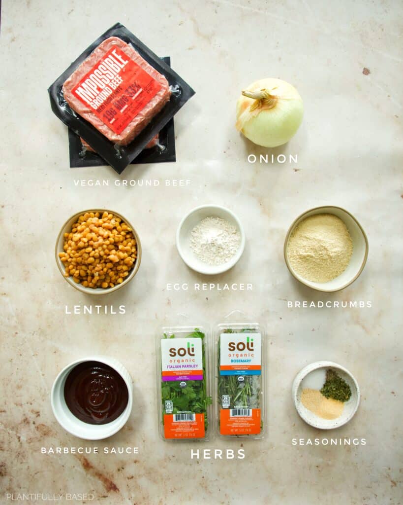 ingredients for Vegan Meatloaf