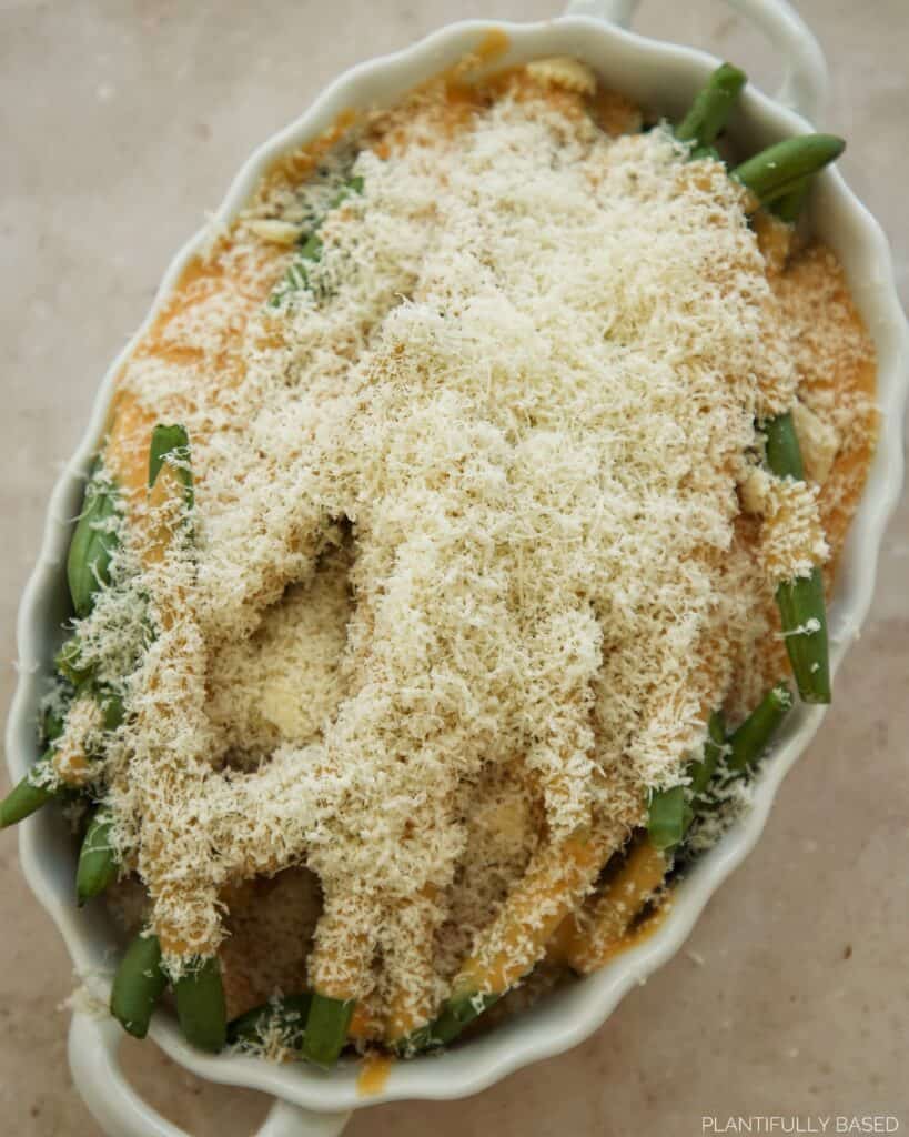 Cheesy Green Bean Bake (Dairy Free)