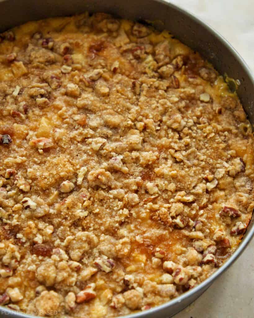 Vegan Pear Pecan Crumble Cheesecake