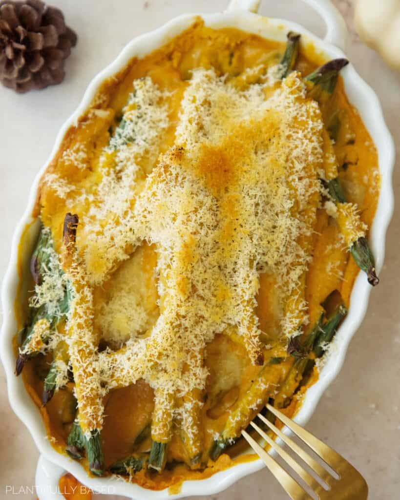 Cheesy Green Bean Bake (Dairy Free)