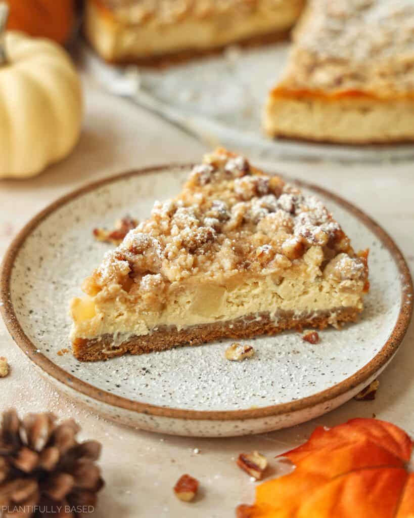 Vegan Pear Pecan Crumble Cheesecake