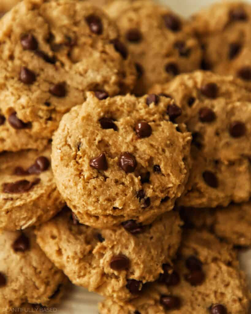 image of Tofu Chocolate Chip Cookies made with Silken Tofu on a plate