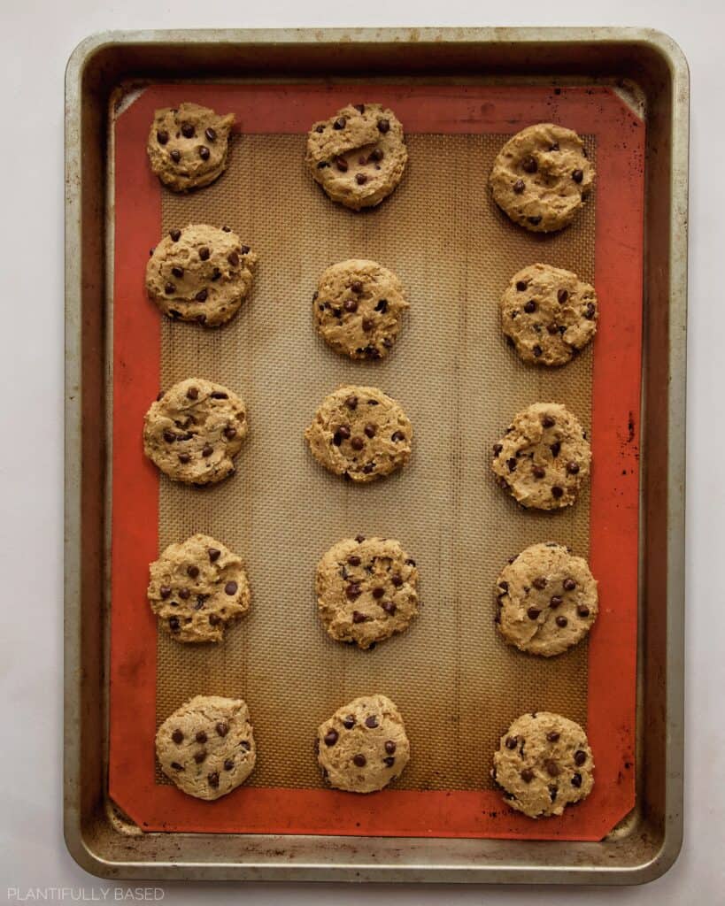 image of Tofu Chocolate Chip Cookies made with Silken Tofu cookies after baking