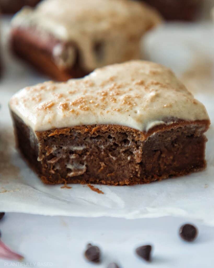 high protein brownies with bite taken out