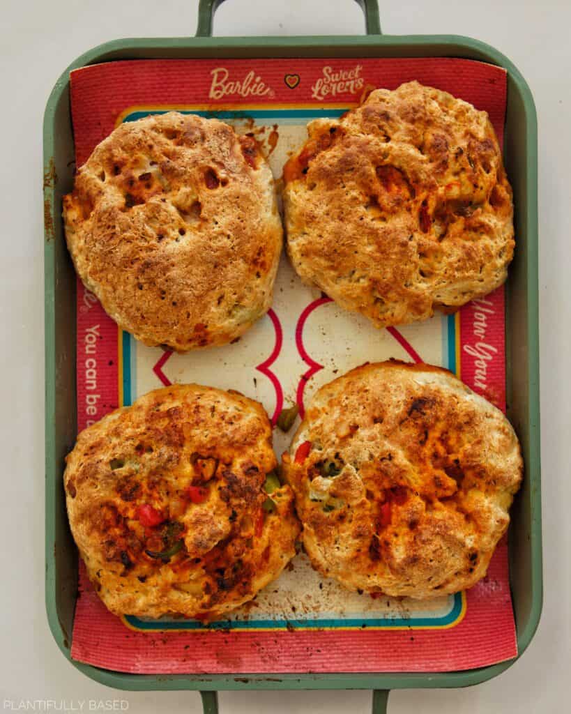 Stuffed Protein Pizza Bagels after baking
