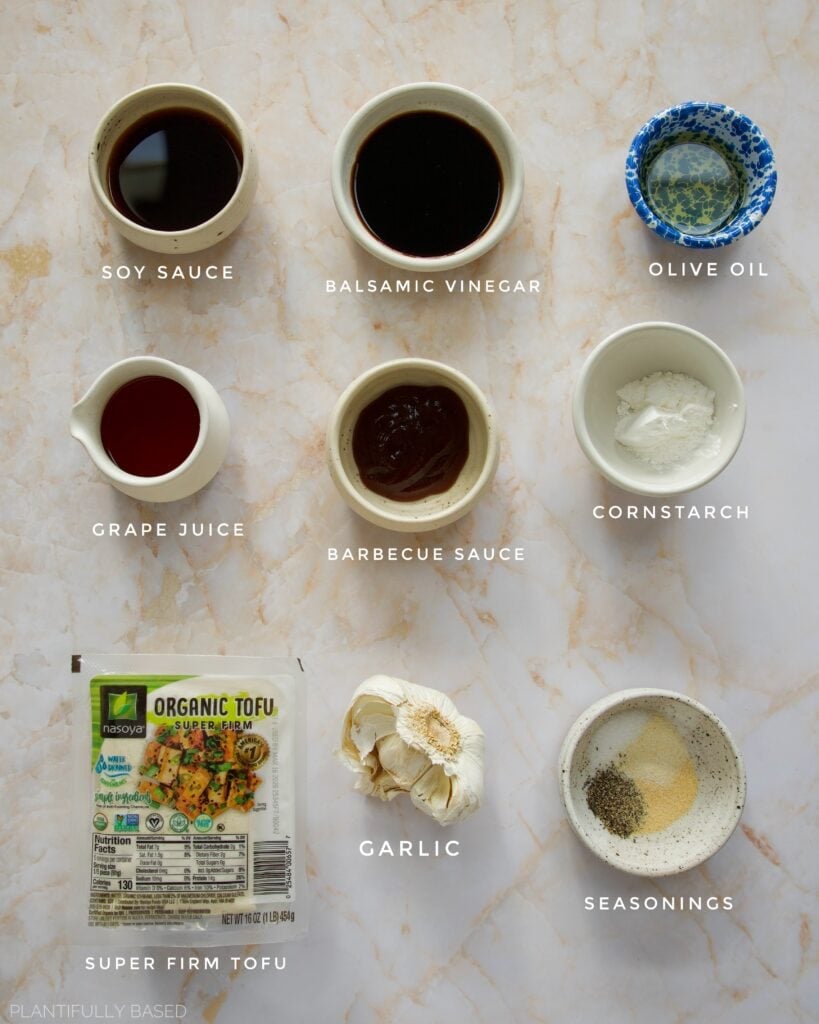 ingredients for Saucy Tofu "Steak" Bits