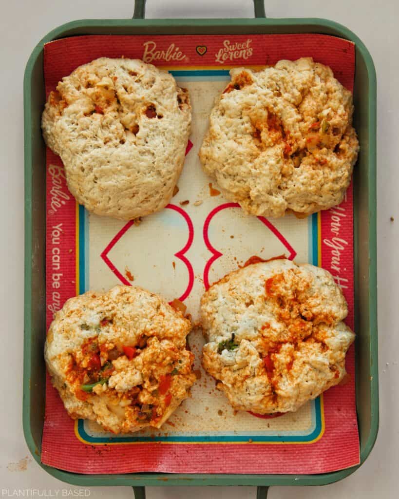 Stuffed Protein Pizza Bagels before baking