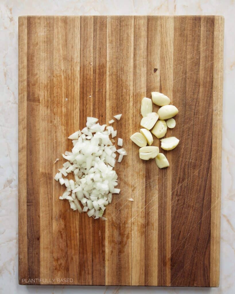 onion and garlic chopped