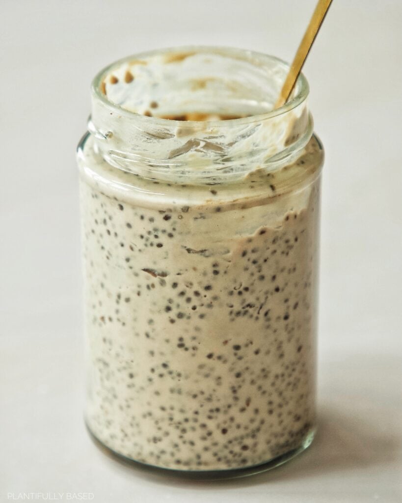 chia seeds after soaking in a jar