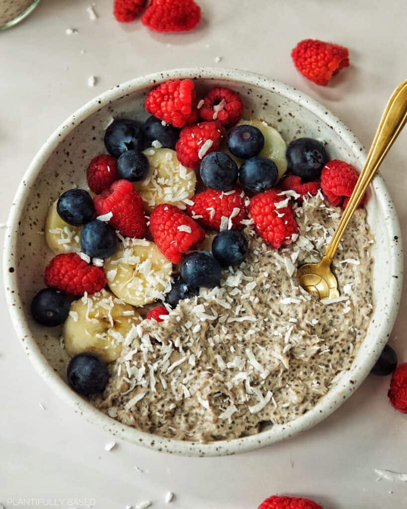 Protein Chia Seed Pudding in a bowl